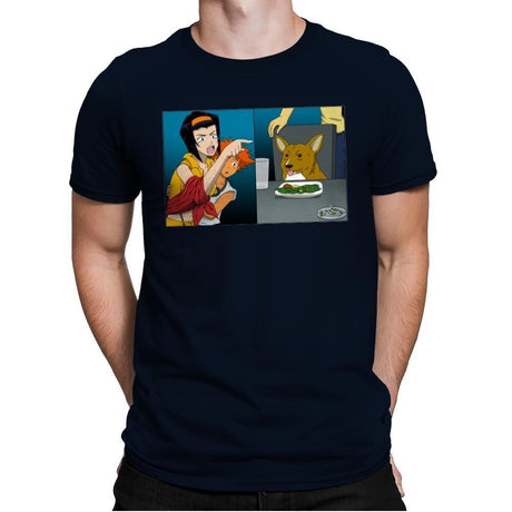 Woman Yelling at a Data Dog - Mens Premium T-Shirts RIPT Apparel Small / Midnight Navy