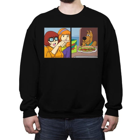 Woman Yelling at a Mystery Dog - Crew Neck Sweatshirt Crew Neck Sweatshirt RIPT Apparel Small / Black