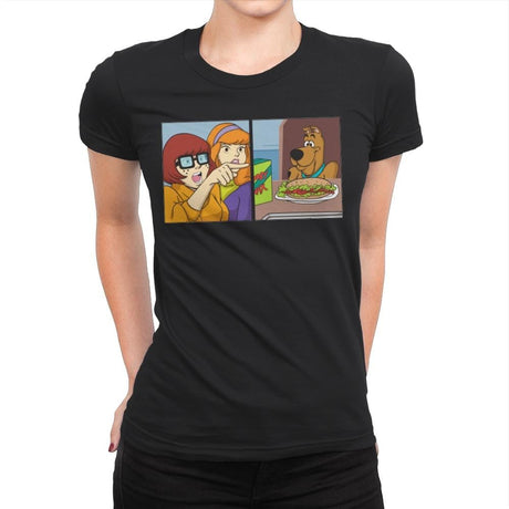 Woman Yelling at a Mystery Dog - Womens Premium T-Shirts RIPT Apparel Small / Black
