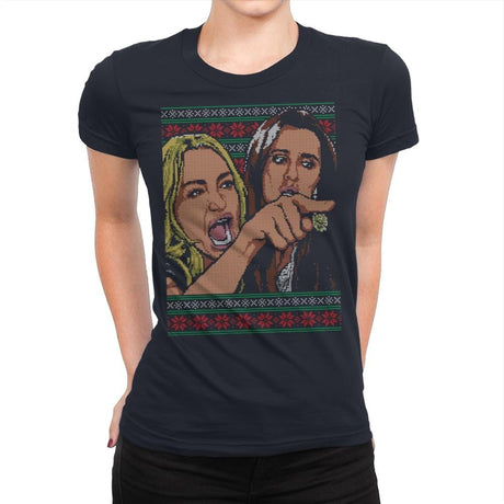 Woman Yelling At Cat Part 1 - Womens Premium T-Shirts RIPT Apparel Small / Midnight Navy