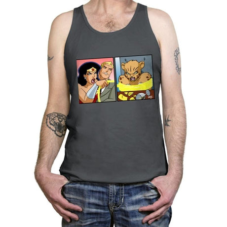Woman Yelling At Cheetah - Tanktop Tanktop RIPT Apparel X-Small / Asphalt