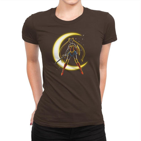 Wonder Moon  Exclusive - Womens Premium T-Shirts RIPT Apparel Small / Dark Chocolate