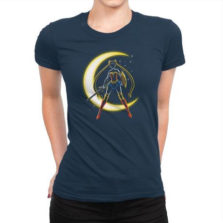 Wonder Moon  Exclusive - Womens Premium T-Shirts RIPT Apparel Small / Midnight Navy