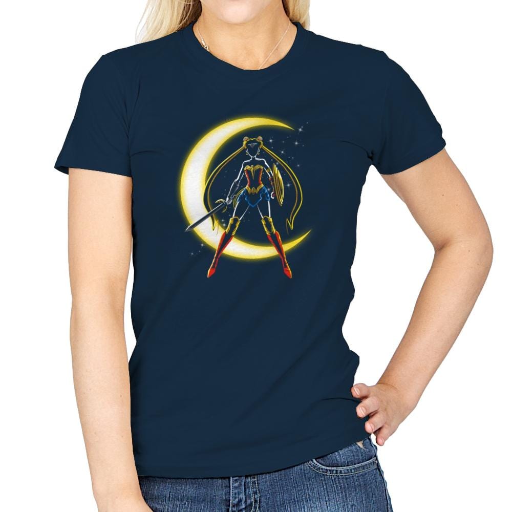Wonder Moon  Exclusive - Womens T-Shirts RIPT Apparel Small / Navy