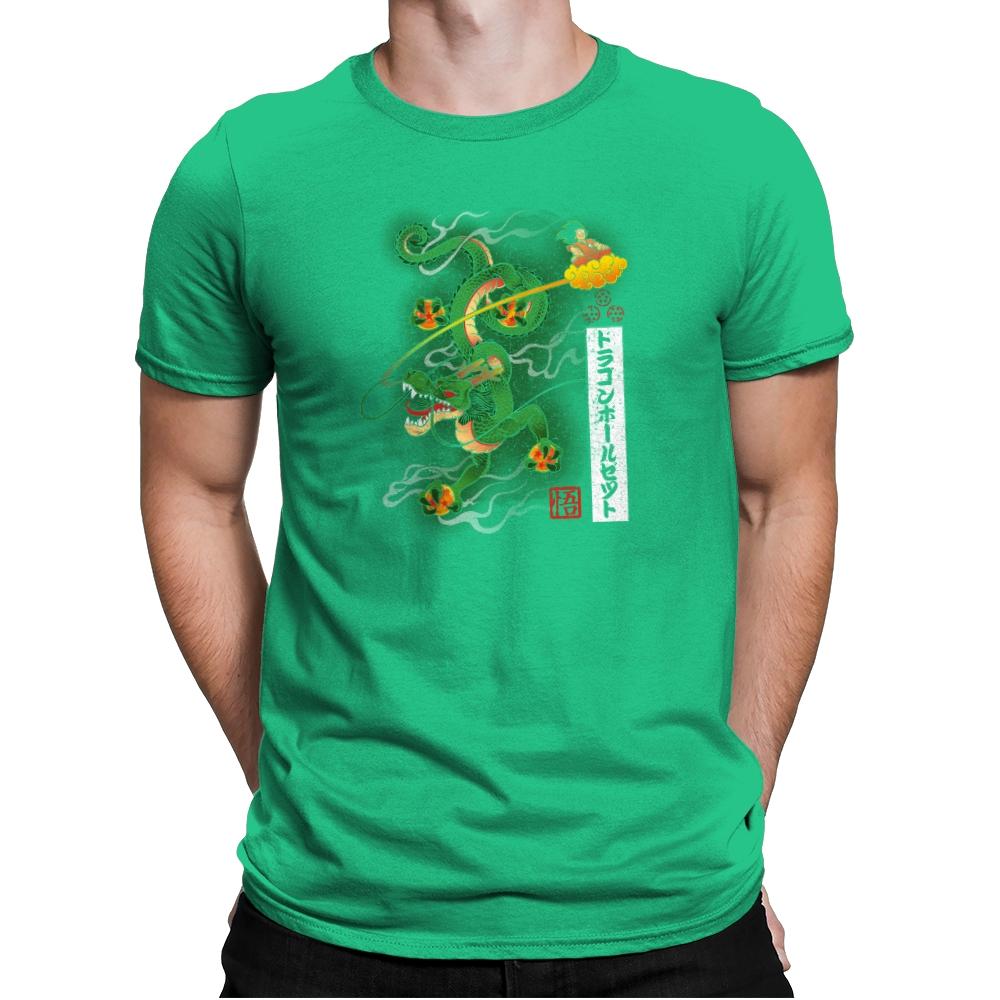 Woodblock Dragon Exclusive - Mens Premium T-Shirts RIPT Apparel Small / Kelly Green