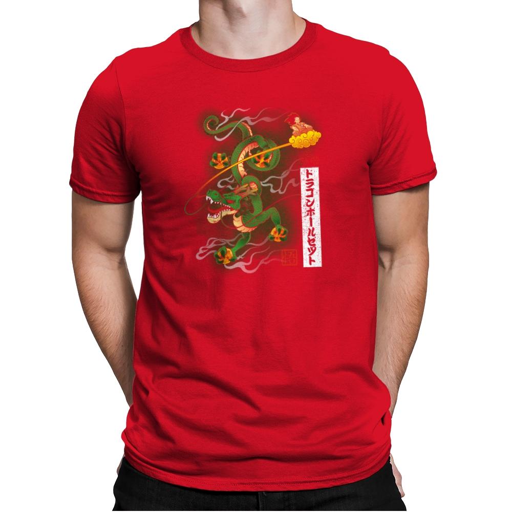Woodblock Dragon Exclusive - Mens Premium T-Shirts RIPT Apparel Small / Red