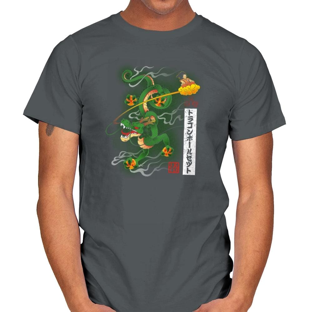 Woodblock Dragon Exclusive - Mens T-Shirts RIPT Apparel Small / Charcoal