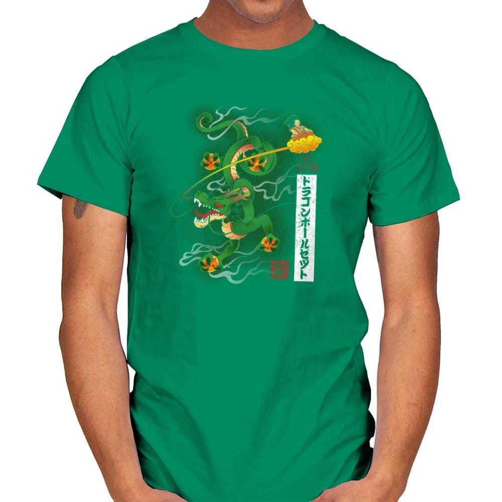 Woodblock Dragon Exclusive - Mens T-Shirts RIPT Apparel Small / Kelly Green