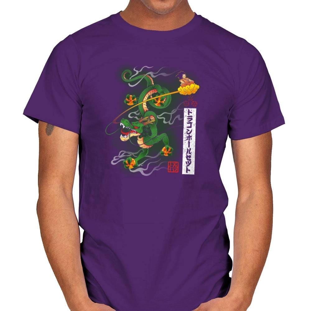 Woodblock Dragon Exclusive - Mens T-Shirts RIPT Apparel Small / Purple