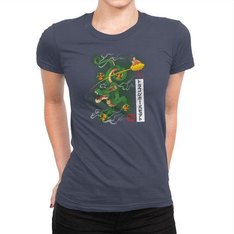 Woodblock Dragon Exclusive - Womens Premium T-Shirts RIPT Apparel Small / Indigo