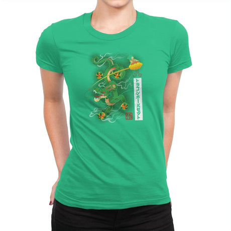 Woodblock Dragon Exclusive - Womens Premium T-Shirts RIPT Apparel Small / Kelly Green