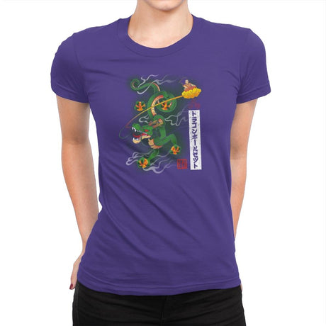 Woodblock Dragon Exclusive - Womens Premium T-Shirts RIPT Apparel Small / Purple Rush