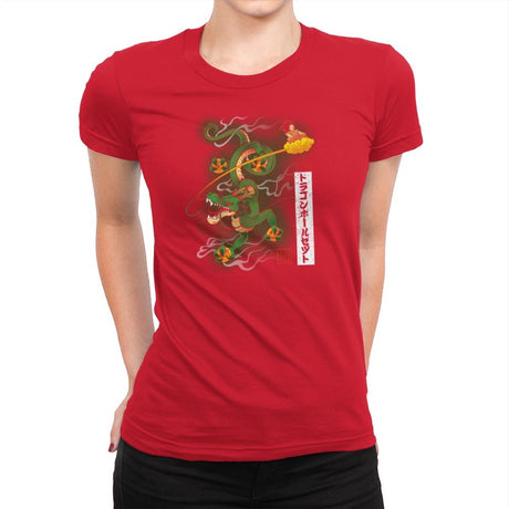 Woodblock Dragon Exclusive - Womens Premium T-Shirts RIPT Apparel Small / Red