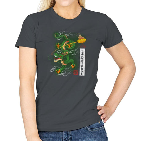 Woodblock Dragon Exclusive - Womens T-Shirts RIPT Apparel Small / Charcoal