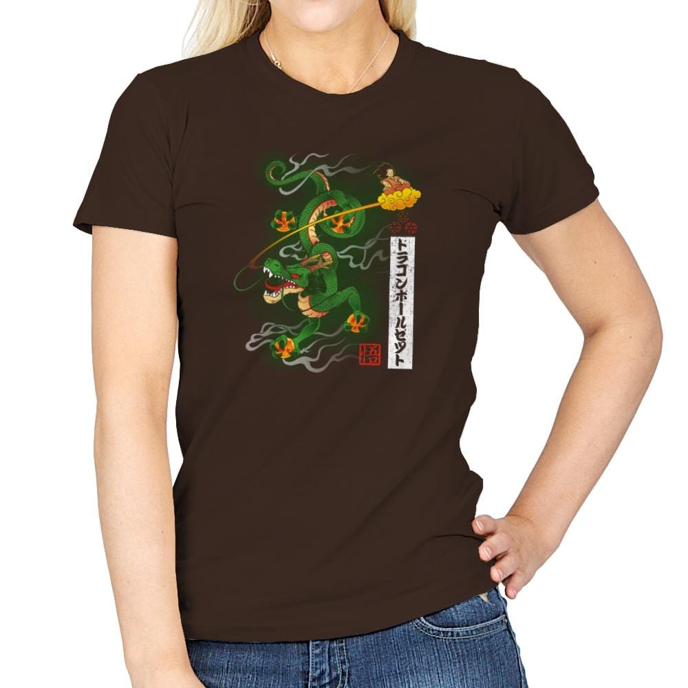 Woodblock Dragon Exclusive - Womens T-Shirts RIPT Apparel Small / Dark Chocolate