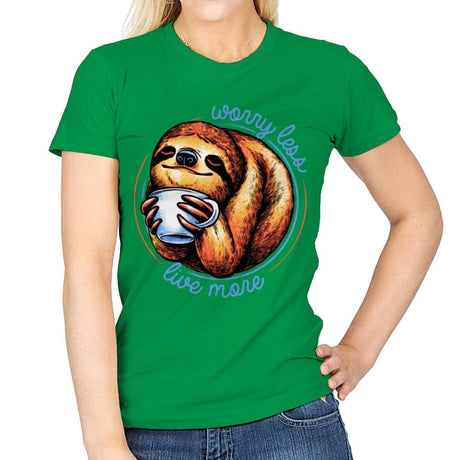Worry Less Live More - Womens T-Shirts RIPT Apparel Small / Irish Green