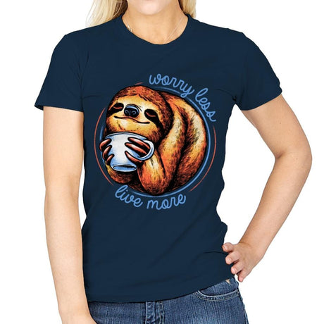 Worry Less Live More - Womens T-Shirts RIPT Apparel Small / Navy