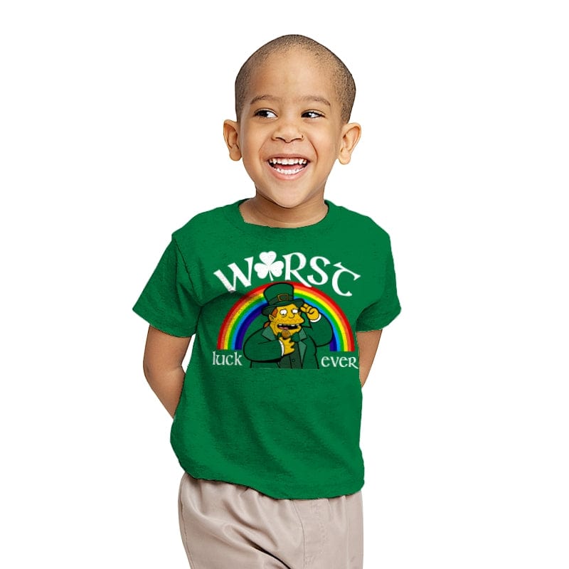 Worst Luck Ever - Youth T-Shirts RIPT Apparel X-small / Kelly