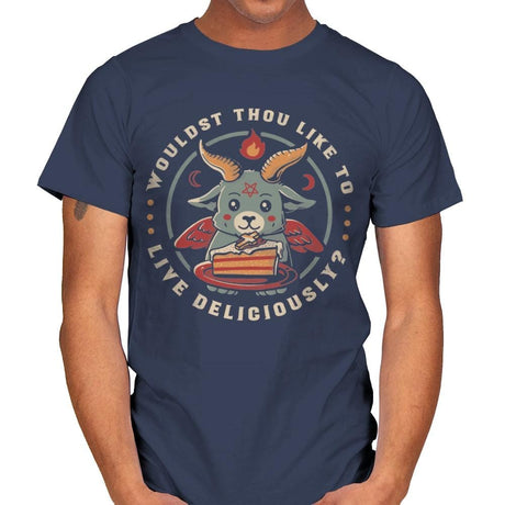 Wouldst Thou Like To Live Deliciously - Mens T-Shirts RIPT Apparel Small / Navy