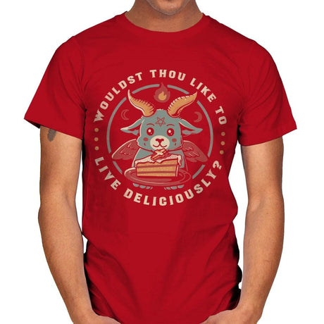 Wouldst Thou Like To Live Deliciously - Mens T-Shirts RIPT Apparel Small / Red