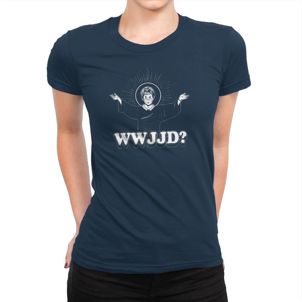 WWJJD? Exclusive - Womens Premium T-Shirts RIPT Apparel Small / Midnight Navy