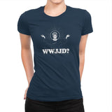 WWJJD? Exclusive - Womens Premium T-Shirts RIPT Apparel Small / Midnight Navy