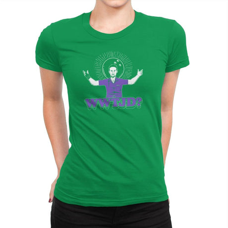 WWTJD? Exclusive - Womens Premium T-Shirts RIPT Apparel Small / Kelly Green