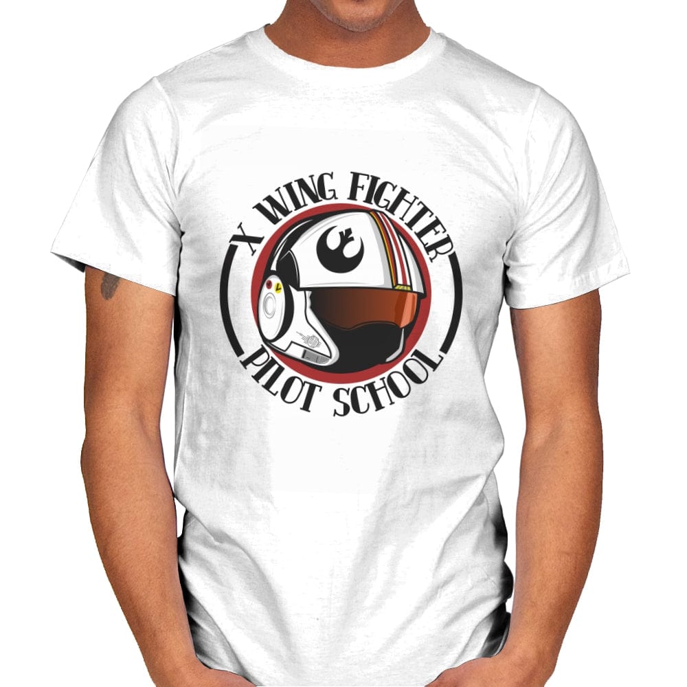 X Wing Pilot School - Mens T-Shirts RIPT Apparel Small / White