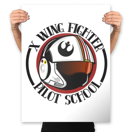 X Wing Pilot School - Prints Posters RIPT Apparel 18x24 / White