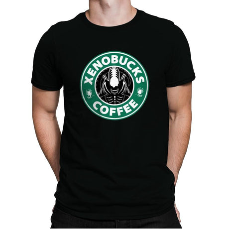 Xenobucks Coffee - Mens Premium T-Shirts RIPT Apparel Small / Black