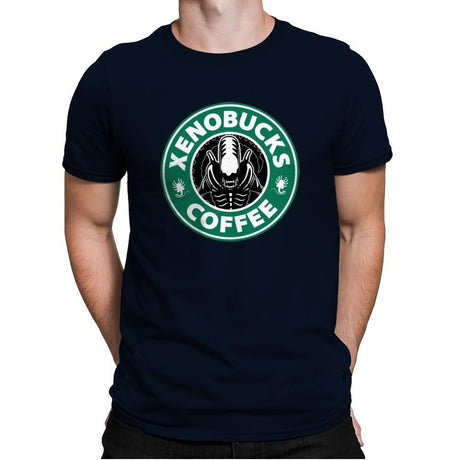 Xenobucks Coffee - Mens Premium T-Shirts RIPT Apparel Small / Midnight Navy