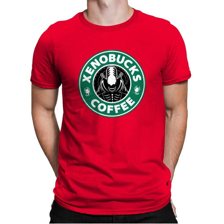 Xenobucks Coffee - Mens Premium T-Shirts RIPT Apparel Small / Red
