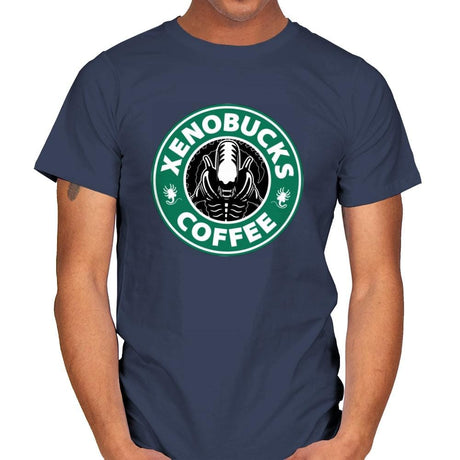 Xenobucks Coffee - Mens T-Shirts RIPT Apparel Small / Navy
