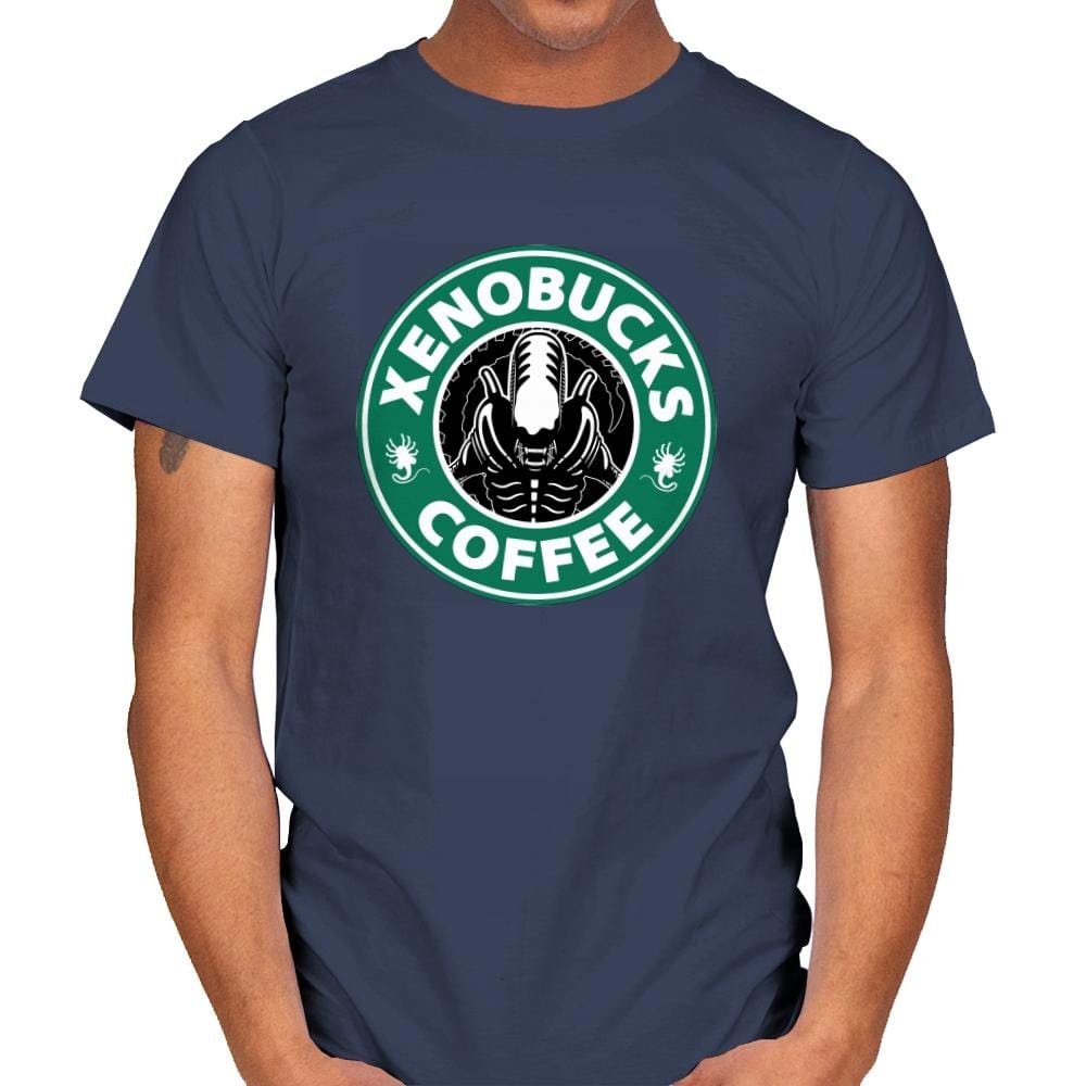 Xenobucks Coffee - Mens T-Shirts RIPT Apparel Small / Navy