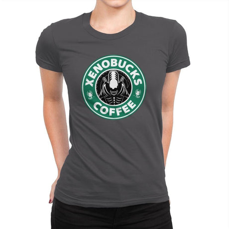 Xenobucks Coffee - Womens Premium T-Shirts RIPT Apparel Small / Heavy Metal