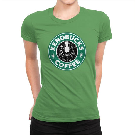 Xenobucks Coffee - Womens Premium T-Shirts RIPT Apparel Small / Kelly