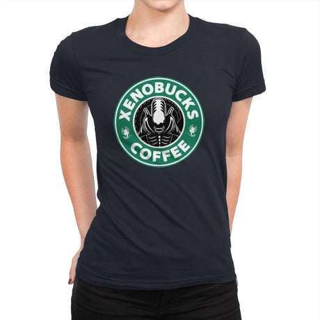 Xenobucks Coffee - Womens Premium T-Shirts RIPT Apparel Small / Midnight Navy