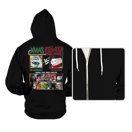 Xmas Fighter - Abominable Snowman vs Jack Frost - Hoodies Hoodies RIPT Apparel Small / Black