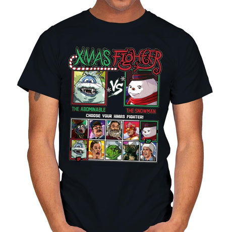 Xmas Fighter - Abominable Snowman vs Jack Frost - Mens T-Shirts RIPT Apparel Small / Black