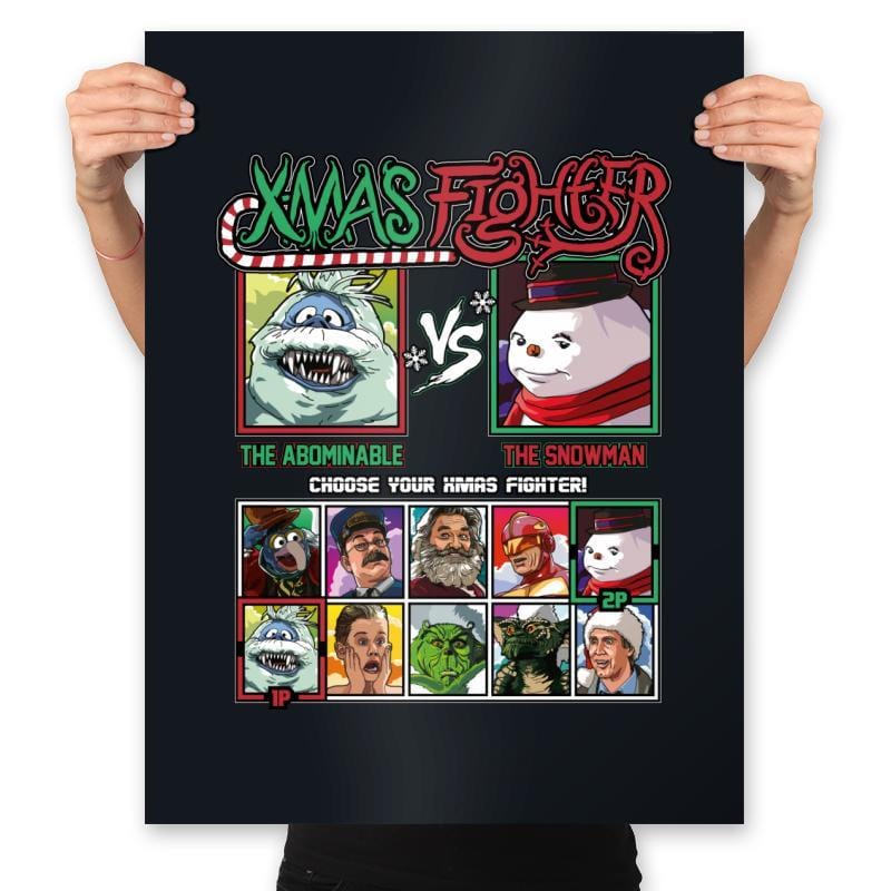 Xmas Fighter - Abominable Snowman vs Jack Frost - Prints Posters RIPT Apparel 18x24 / Black