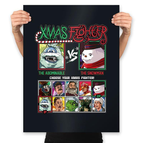Xmas Fighter - Abominable Snowman vs Jack Frost - Prints Posters RIPT Apparel 18x24 / Black