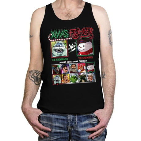 Xmas Fighter - Abominable Snowman vs Jack Frost - Tanktop Tanktop RIPT Apparel X-Small / Black