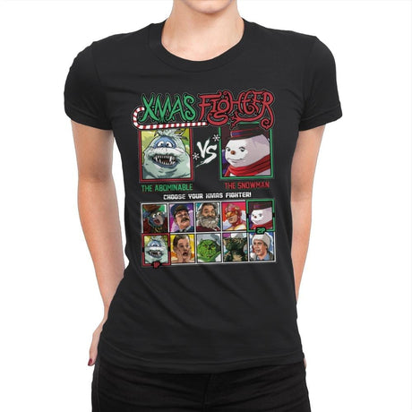 Xmas Fighter - Abominable Snowman vs Jack Frost - Womens Premium T-Shirts RIPT Apparel Small / Black