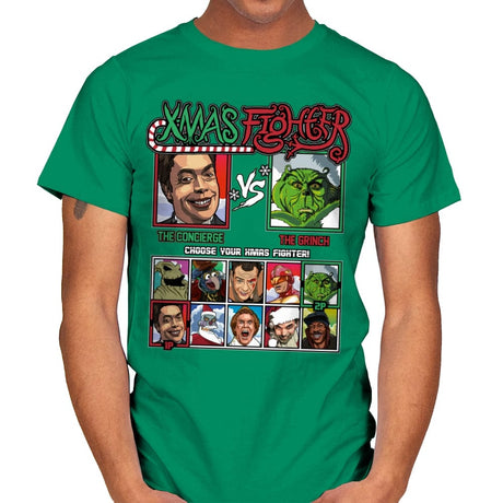 Xmas Fighter - Home Alone 2 vs The Grinch - Mens T-Shirts RIPT Apparel Small / Kelly