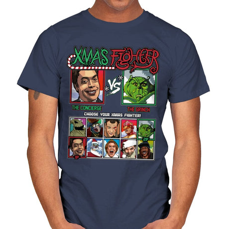 Xmas Fighter - Home Alone 2 vs The Grinch - Mens T-Shirts RIPT Apparel Small / Navy