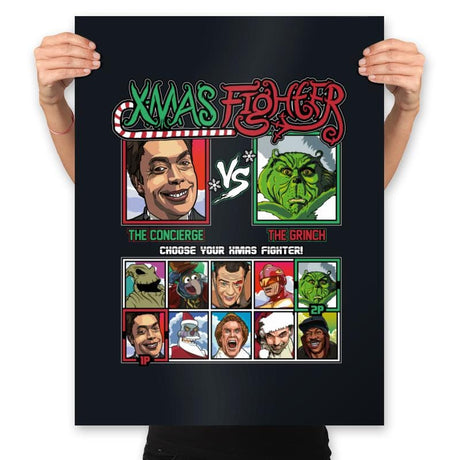 Xmas Fighter - Home Alone 2 vs The Grinch - Prints Posters RIPT Apparel 18x24 / Black