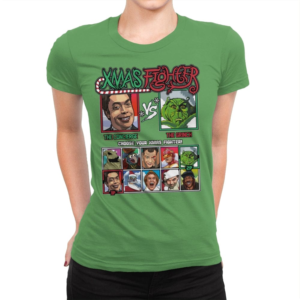 Xmas Fighter - Home Alone 2 vs The Grinch - Womens Premium T-Shirts RIPT Apparel Small / Kelly