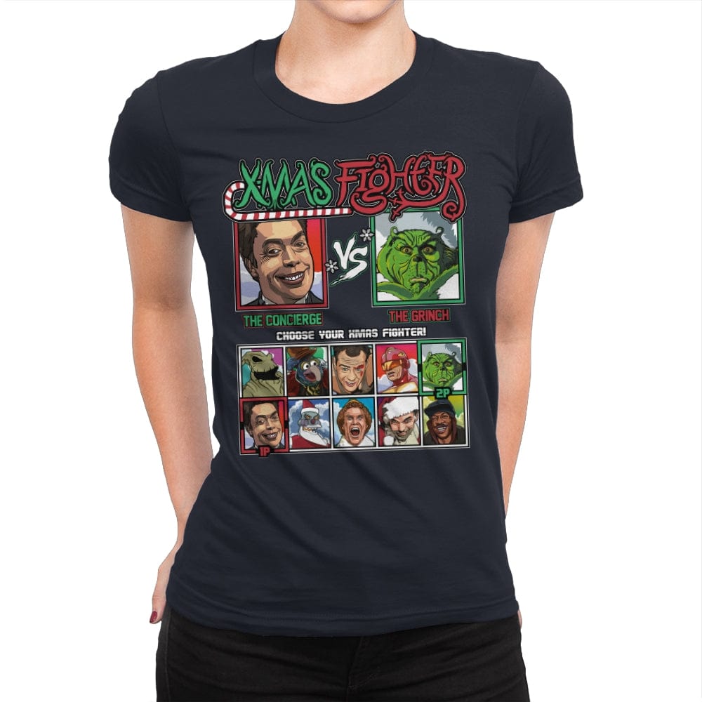 Xmas Fighter - Home Alone 2 vs The Grinch - Womens Premium T-Shirts RIPT Apparel Small / Midnight Navy