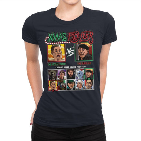 Xmas Fighter - Home Alone - Womens Premium T-Shirts RIPT Apparel Small / Midnight Navy