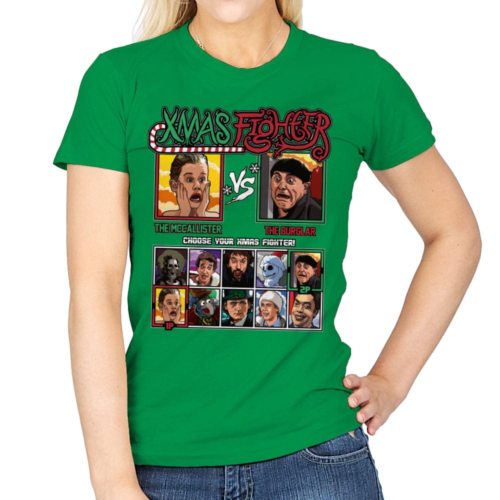 Xmas Fighter - Home Alone - Womens T-Shirts RIPT Apparel Small / Irish Green